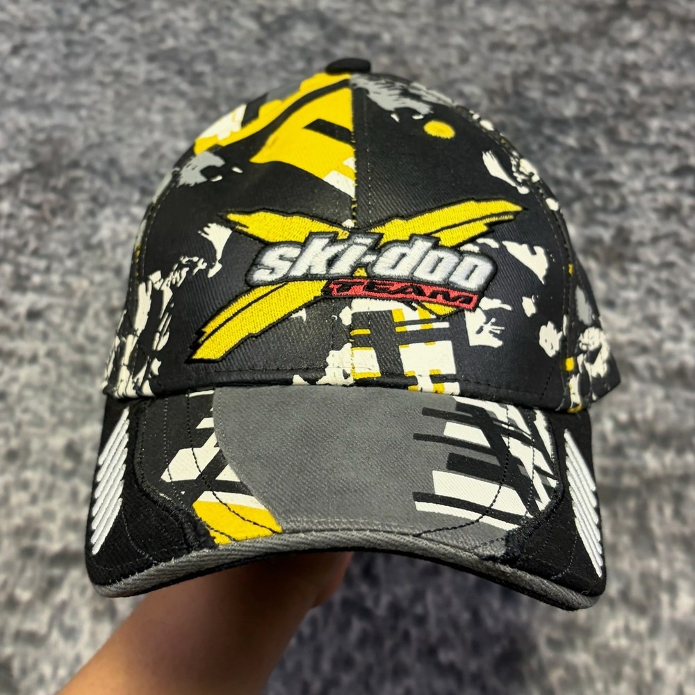 VTG Ski-Doo Team Hat Adjustable Black Yellow Snowmobile Bombardier Moto Racing